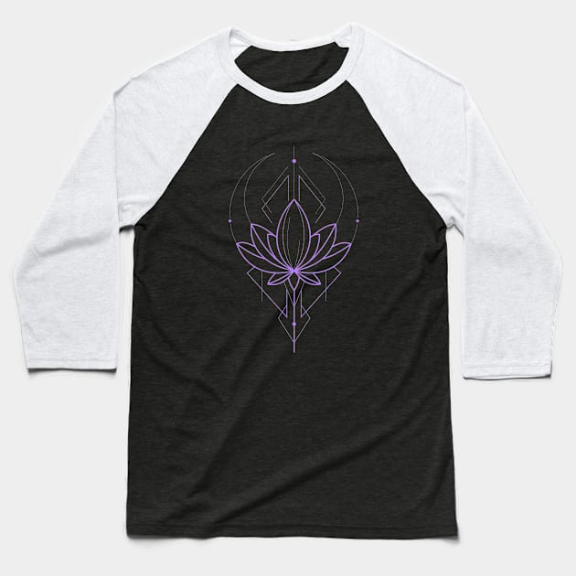 Geometric Lotus Flower 1 / Electric Purple Baseball T-Shirt by Human_Pretzel